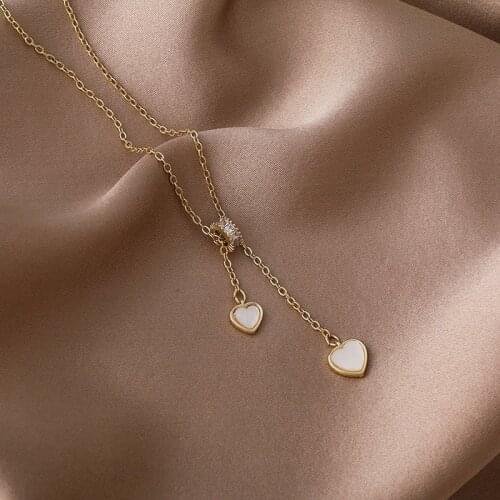 Origin Summer Fashion Bling Bling Rhinestone Circle Long Tassel Love Heart Pendant Necklace for Women Party Necklace Jewelry