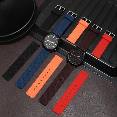 Waterproof Silicone Watchband 18 20 22 24mm Black Red Blue Bracelet With Pin Buckle Replacement Diesel Timex Watch Accessories