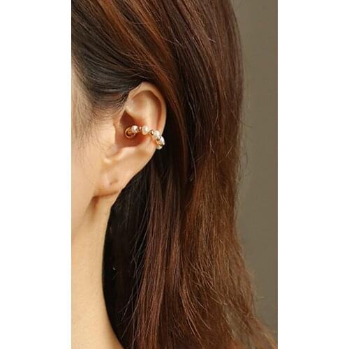 Natural Pearl Korean Temperament Exquisite Jewelry Lady Magnet Design Non Piercing Fairy Dinner Brass Ear Bone Clip Earrings
