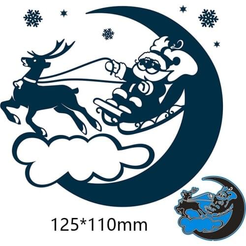 125*110mm Santa Claus on the moon new Metal Cutting Dies for decoration card DIY Scrapbooking stencil Paper Album template Dies
