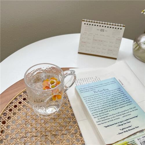Cutelife Nordic Carved Transparent Glass Coffee Cup Breakfast Dessert Milk Tea Glass Wedding Decorative Reusable Drinking Glass