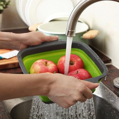 Collapsible Dish Washing Basin Folding Dish Pan with Draining Plug Collapsible Drying Dish Storage Rack Kitchen Sink Strainer