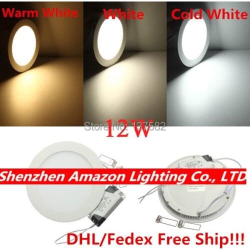 12W LED Downlight Ultra thin led ceiling recessed led panel light 85-265V WW(2700-3500K) NW(4000-4500K) CW (6000-6500K) DHL Free
