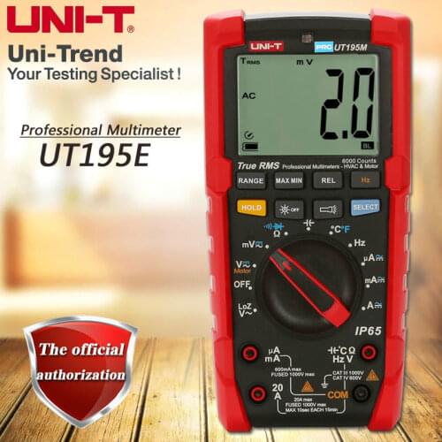 UNI-T UT195E Industrial True RMS Digital Multimeter Flashlight, LoZ Voltage Measurement