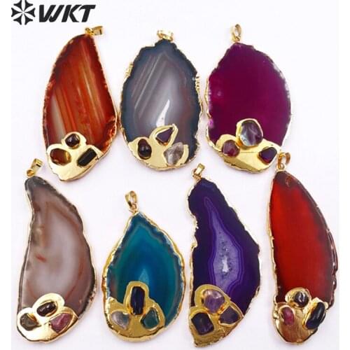 WT-P372!! natural druzy at gate pendants,gold electroplated stone pendants