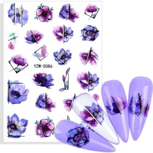 1pcs Flower Lavender Nail Stickers Nail Decals 3D Dried Flower Leaf Slider Nail Decoration Manicure Adhesive Tattoo