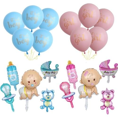 15Pcs/set It is A Boy Girl Foil Latex Balloons Kid Baby Shower Favor Air Globe Toys Birthday Party Decoration Supplies
