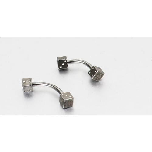 1 Piece 16Gx8x3mm Stainless Steel Dice Eyebrow Ring Micro Bent Barbell Punk Ball Eye Nail Rings Body Piercing Jewelry
