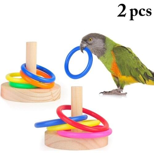 2pcs Bird Toy Activity Training Colorful Rings Funny Ferrule Toy for Parrot Development Interactive Toy Supplies
