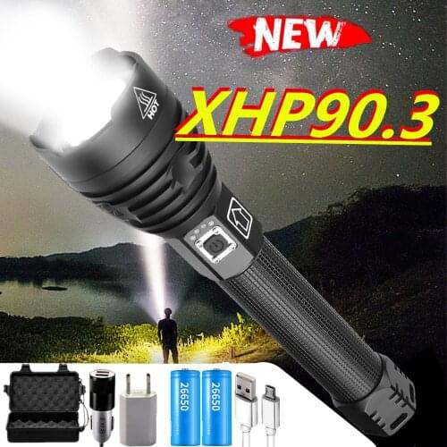800000lm 4 Core P90.3 LED Flashlight waterproof Tactical LED Torch Waterproof 5 Lighting modes Zoomable Camping Hunt light