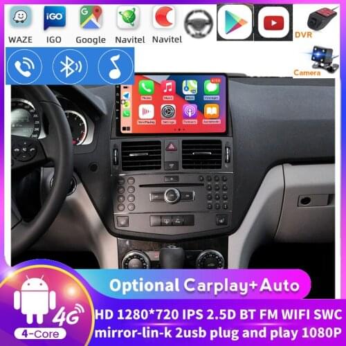 Android 8.1 Car Radio Quad Core IPS For Mercedes Benz C Class 3 W204 S204 2006-2011 Have BT 1280*720 Multimedia Player GPS