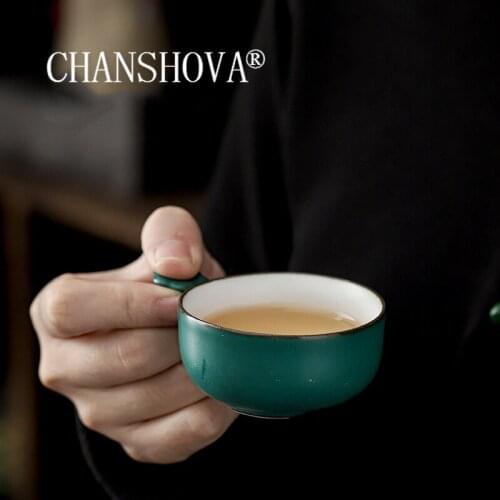 CHANSHOVA 60ml Chinese retro style Ceramic Handmade Handgrip teacup personality Chinese porcelain cups H564