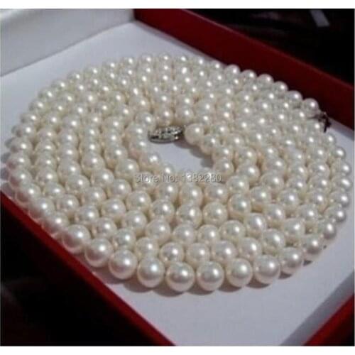 New Fashion DIY Manual Accessories 6-7mm White Freshwater Pearl Long Tie Necklace Chain Women Girl Gift Charm Jewelry 50inch