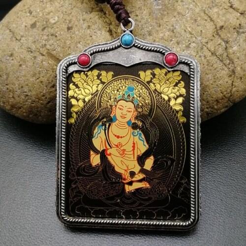 Efficacious Amulet Greco-Buddhist pocket travel Mascot Samantabhadra Bodhisattva Akshobya Auspicious Tibet Buddha card Pendant