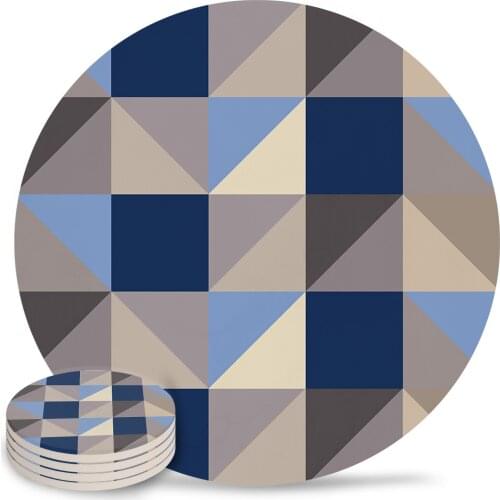 Geometric Triangle Round Coaster Coffee Table Mats Kitchen Accessories Absorbent Ceramic Coasters