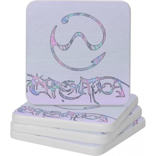 Lady Gaga Holographic Chromatica Logo Diatomaceous Earth Square Round Coaster MildewProof Cup Bonsai Mat Soap Pad Diameter 10cm