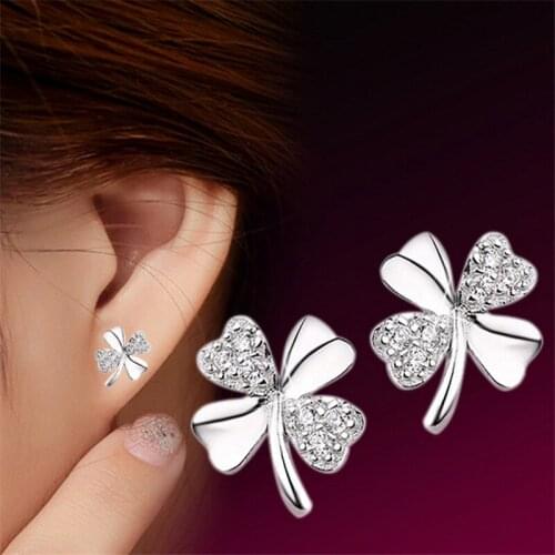 Hot Sale Earrings Brincos Pendientes Lucky Clover Stud Earrings For Women Gift