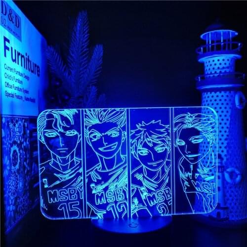 Haikyuu 3D Night Light MSBY TEAM Anime Figure Lampara Led Shoyo Hinata Kotaro Bokuto Kiyoomi Sakusa Miya Atsumu Home Decor Lampe