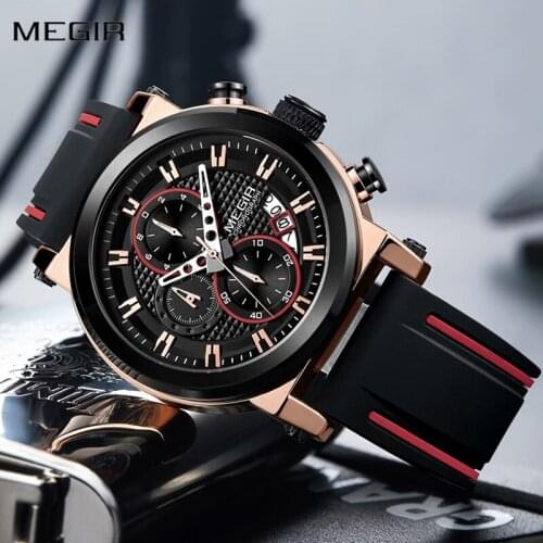 MEGIR Chronograph Men Sport Watch Mens Watches Top Brand Luxury Watch Men Multi-function Military Clock Relogio Masculino