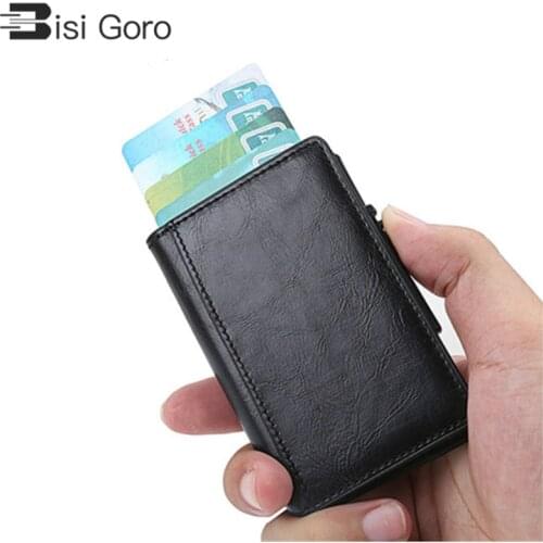 BISI GORO RFID Blocking Card Holder Fashion Men Women Credit Card Wallet Metal Card Case Aluminum Slim Carbon Card ID Holder Top