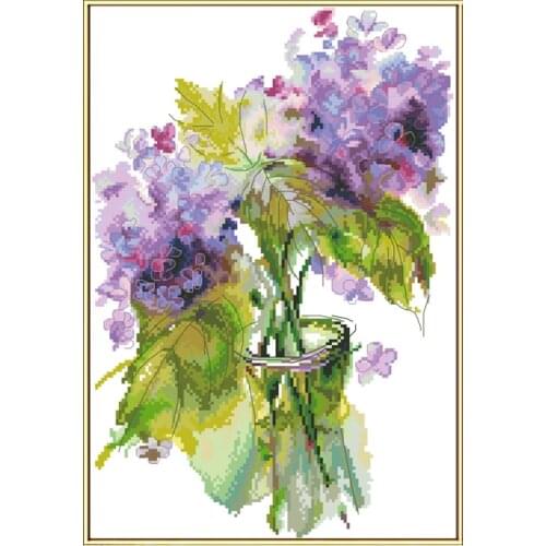 Beautiful Hydrangea Counted Cross Stitch Patterns Kits Printed Canvas Embroidery Sets 11CT 14CT Diy Crafts Needlework Home Decor