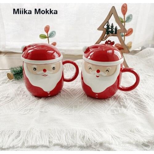 401-500ml Creative Ins Christmas Cup Microwavable Cup Christmas Santa Claus Cute Cartoon Ceramic Mug Cute Cartoon Mug Milk Cup