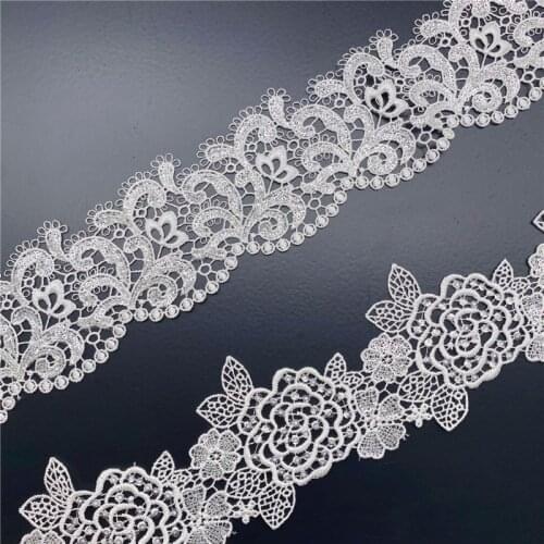 20Yds Sequined Rose Flower Lace Embroidery Jewelry Trims Clothing Accessories 6-6.5cm