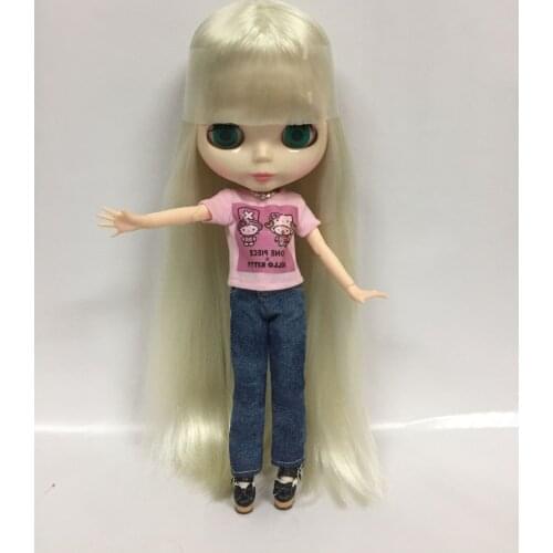 Joint body Nude blyth Doll Factory doll white hair straight hair 0033
