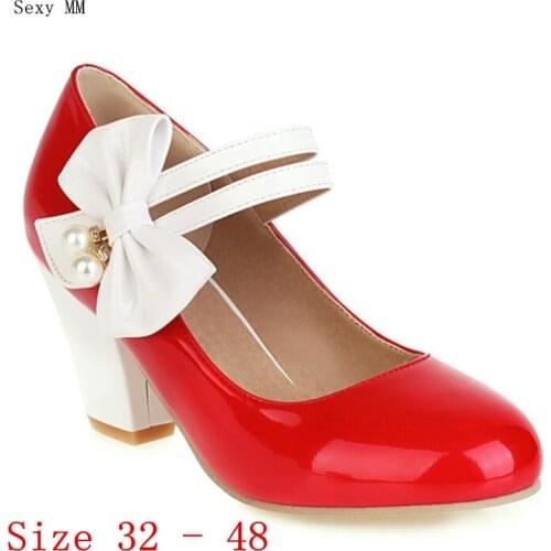 Summer High Heel Shoes Women Pumps Mary Janes Shoes High Heels Kitten Heels Small Plus Size 32 33 - 40 41 42 43 44 45 46 47 48