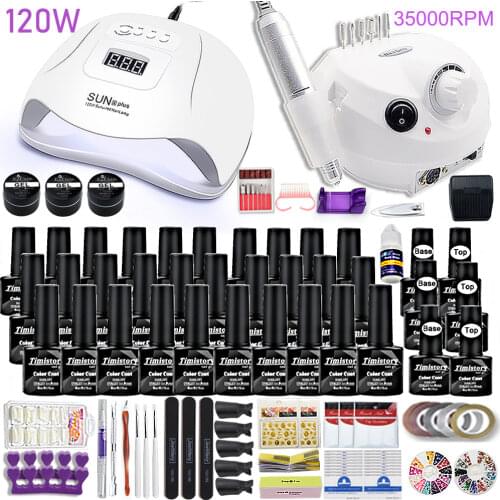 Manicure Set for Nail 30/20/10 Kind Nail Polish Kit with 120/54W Nail lamp Nail drill Machine Salon Acrylic Kit Nail Art Tools