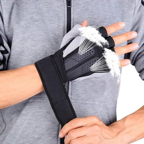 Fashion Male Dumbbell Weight Lifting Gym Gloves Tactical Workout Gloves Half Finger Lengthen Wristband Handguard Breathable