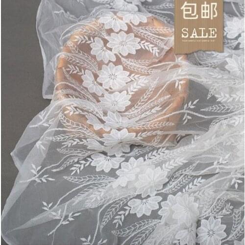 Milk silk embroidery mesh full-width skirt fabrics, clothing curtains, wedding headdress materials