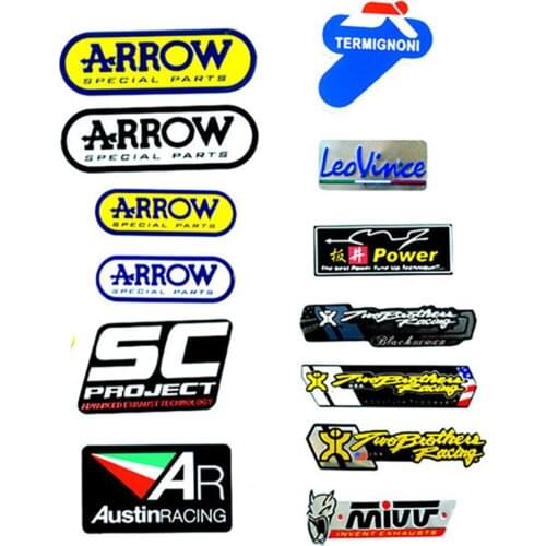 Motorcycle Exhaust Pipes Decal Sticker Aluminium 3D Heat-resistant Decals Two Brother Arrow SC Project MIVV OHLINS Sticker