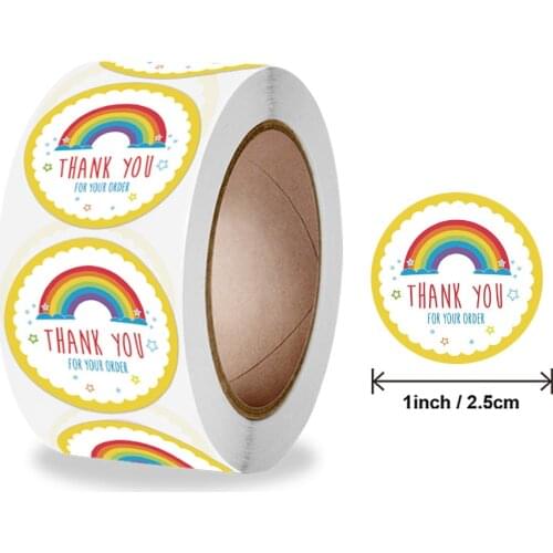 50-500pcs Cartoon Thank You Stickers Cute Sun Rainbow Clouds Sticker For Handmade Gift Decor Labels Kids Reward Stickers