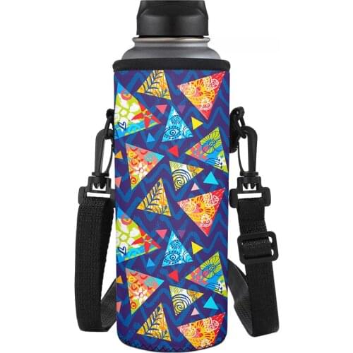 Fashion Design Print Water Bottle Carrier Neoprene Water bottle Holder Bag Case Pouch Cover 500-1000ML Adjustable Shoulder Strap