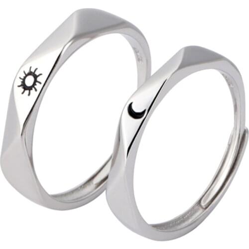 2021 New 1 Pair Sun Moon Lover Couple Rings Set Promise Wedding Bands Men Women Jewellery 2020 trend