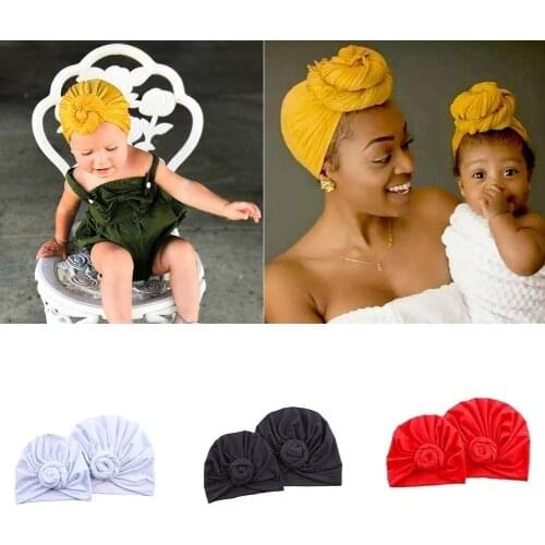 1 Pc Women Mom Kid Baby Girl Indian African Head Scarf Daughter Hair Cap Hat