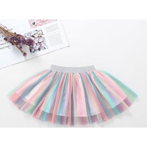 Girls Rainbow Skirts Tutu Summer Lovely Soft Tulle Baby Girls Tutu Pettiskirt Kids Dance Skirts Children Clothes