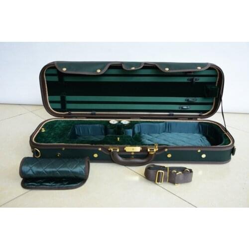 Luxury&Royal Wooden Violin Case Sturdy&Durable 3.2kg Green Color Free Shipping