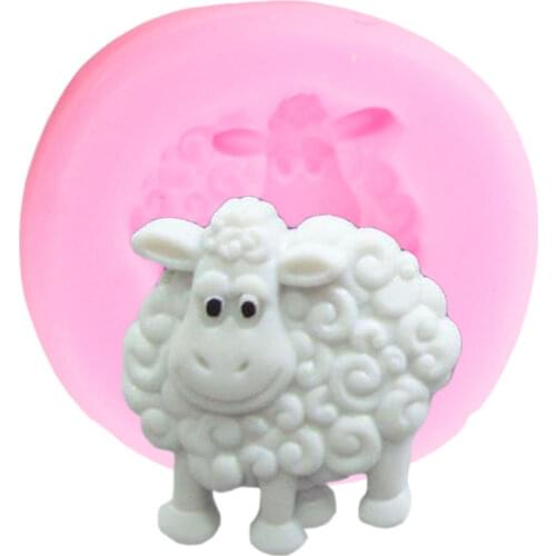 3D Sheep Silicone Mold Animals Baby Birthday Cupcake Topper Chocolate Fondant Mould Cake Decorating Tools Resin Clay Candy Molds
