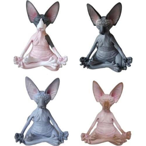 Cat Meditating Thinking Statue Zen Yoga Relaxed Pose Buddha Meditation Collectible Figurine Sculpture Decoration For Sphynx