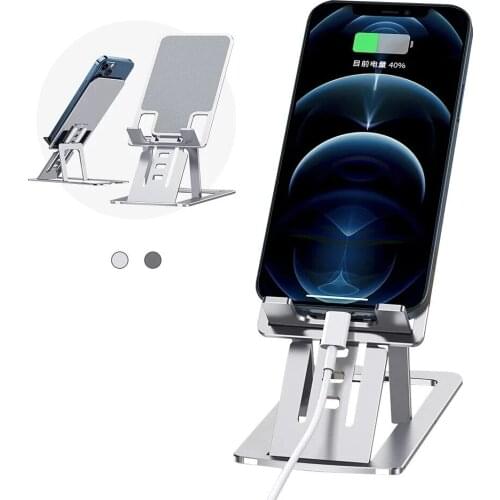 Ultra-thin Aluminum Alloy Foldable Phone Tablet Stand Height Adjustable Portable Desktop Stand for iPhone iPad Xiaomi Univesal
