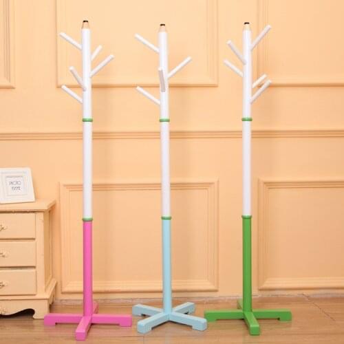 133cm 52'' 5 Hook Children' Clothes Hanger Multicolored Wood Pencil Design Coat Rack Floor Standing Clothes Shelf for Kids