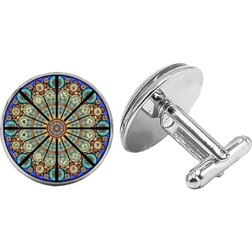 2019 New Rules Geometric Cufflinks Gothic Sacred Mens Glass Cabochon Mens Cufflinks To Send Mens Gift Jewelry