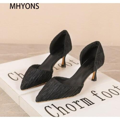 Women Pumps Pointed Toe High Heel 12cm Party Wedding Stiletto Heels Shoes Black Red Satin Plus Size 40 Zapatos De Mujer