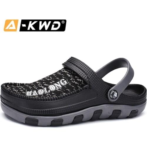 2020 Mens Sandals Summer Hole Garden Shoes Sneakers Slippers Rubber Clogs PU Black Beach Flat Shoes Sandals Men Sandalias Hombre