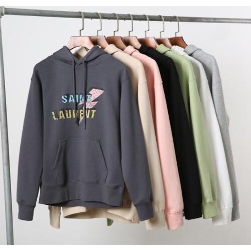 2020 Women Brand Letter Print 100% Cotton Hooded Sweatshirt Female Spring Autumn New Casual Plus Size Pullovers High Quality Top