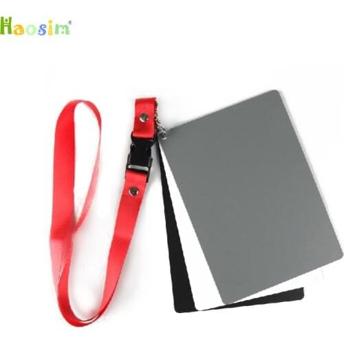 3 in 1 Large Size Digital Camera 18% White Black Grey Balance Cards with Neck Strap for Digital Photography