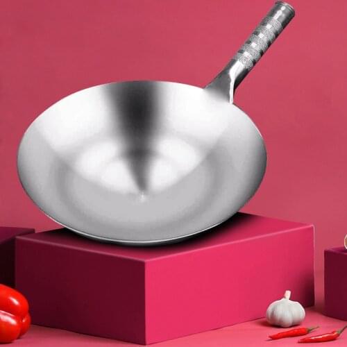Stainless Steel Wok 1.8mm Thick High Quality Chinese wok, non-coated non-stick wok kitchen gas stove cooking pot