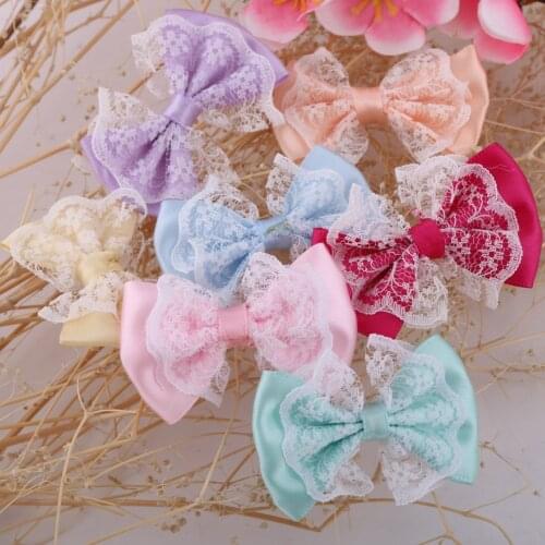 50 Pcs Cute Bow Tie Shape Appliques Satin Ribbon Bow Appliques Craft DIY Wedding Party Home Decoration Lace Craft Bowknot Decor